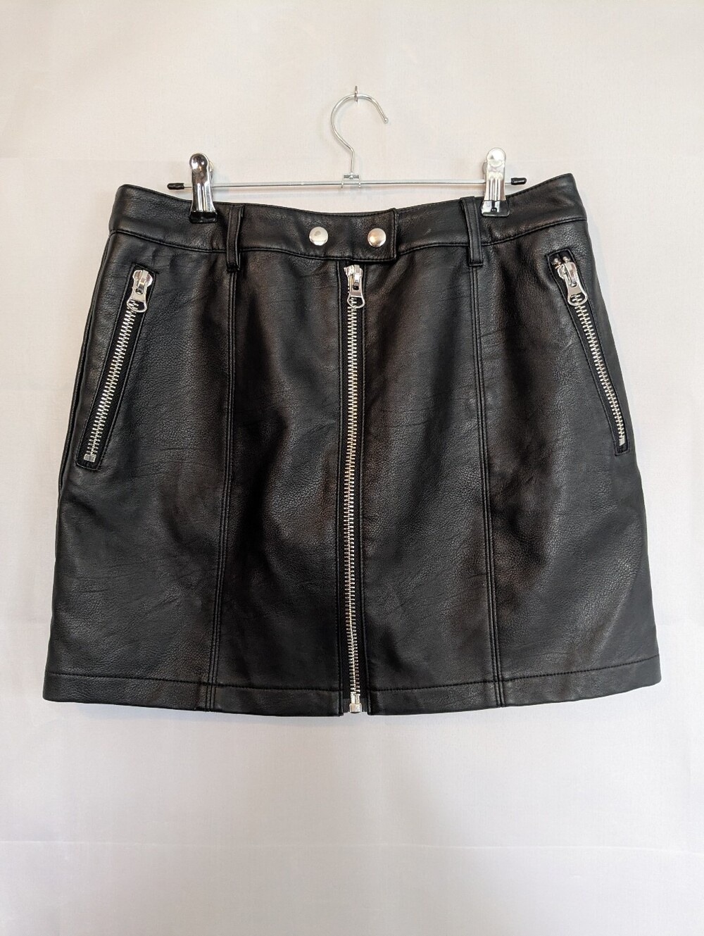 Dolls Kill Poster Grl Faux Leather Mini Skirt Zipper Pockets Black Moto Medium M